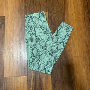 Small Fabletics Green Snake Skin Leggings